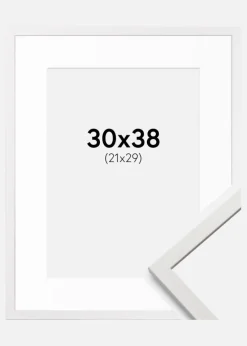 Ramme Edsbyn Hvid 30x38 cm - Passepartout Hvid 22x30 cm
