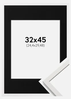 Ramme Edsbyn Hvid 32x45 cm - Passepartout Sort 10x12 inches (25,4x30,48 cm)