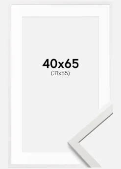 Ramme Edsbyn Hvid 40x65 cm - Passepartout Hvid 32x56 cm