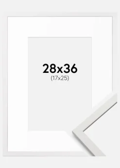 Ramme Edsbyn Hvid 28x36 cm - Passepartout Hvid 18x26 cm