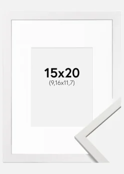 Ramme Edsbyn Hvid 15x20 cm - Passepartout Hvid 4x5 inches (10,16x12,7 cm)
