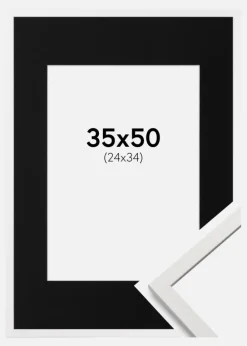 Ramme Edsbyn Hvid 35x50 cm - Passepartout Sort 25x35 cm
