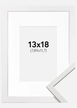 Ramme Edsbyn Hvid 13x18 cm - Passepartout Hvid 3,5x5 inches (8,89x12,7 cm)