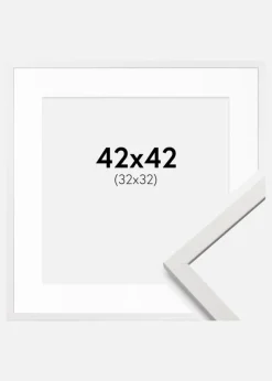 Ramme Edsbyn Hvid 42x42 cm - Passepartout Hvid 33x33 cm