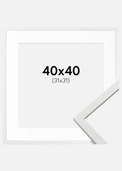 Ramme Edsbyn Hvid 40x40 cm - Passepartout Hvid 32x32 cm