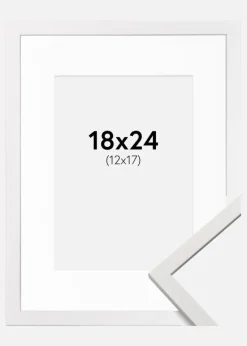 Ramme Edsbyn Hvid 18x24 cm - Passepartout Hvid 13x18 cm