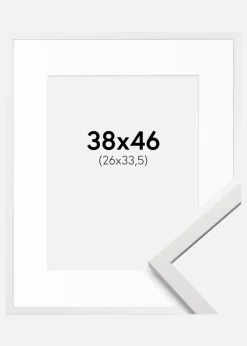 Ramme Edsbyn Hvid 38x46 cm - Passepartout Hvid 27x34,5 cm