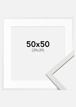 Ramme Edsbyn Hvid 50x50 cm - Passepartout Hvid 40x40 cm