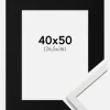 Ramme Edsbyn Hvid 40x50 cm - Passepartout Sort 27,5x37 cm
