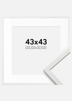 Ramme Edsbyn Hvid 43x43 cm - Passepartout Hvid 13x13 inches