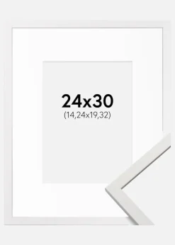 Ramme Edsbyn Hvid 24x30 cm - Passepartout Hvid 6x8 inches (15,24x20,32 cm)