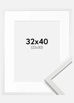 Ramme Edsbyn Hvid 32x40 cm - Passepartout Hvid 23x31 cm
