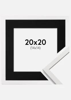 Ramme Edsbyn Hvid 20x20 cm - Passepartout Sort 15x15 cm