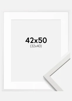 Ramme Edsbyn Hvid 42x50 cm - Passepartout Hvid 33x41 cm