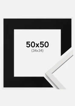 Ramme Edsbyn Hvid 50x50 cm - Passepartout Sort 35x35 cm