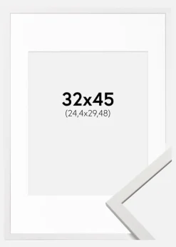 Ramme Edsbyn Hvid 32x45 cm - Passepartout Hvid 10x12 inches (25,4x30,48 cm)