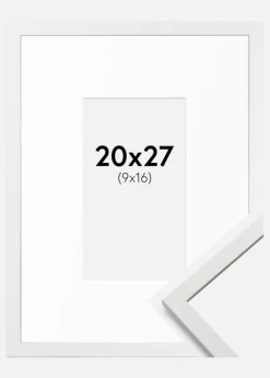 Ramme Edsbyn Hvid 20x27 cm - Passepartout Hvid 10x17 cm