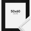 Ramme Edsbyn Hvid 50x60 cm - Passepartout Sort 37x46 cm