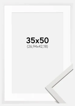 Ramme Edsbyn Hvid 35x50 cm - Passepartout Hvid 11x17 inches (27,94x43,18 cm)