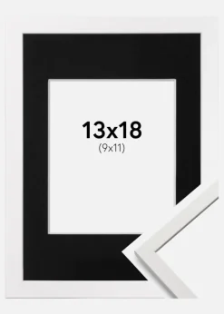 Ramme Edsbyn Hvid 13x18 cm - Passepartout Sort 10x12 cm