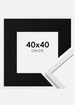 Ramme Edsbyn Hvid 40x40 cm - Passepartout Sort 25x25 cm