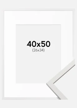 Ramme Edsbyn Hvid 40x50 cm - Passepartout Hvid 27x35 cm