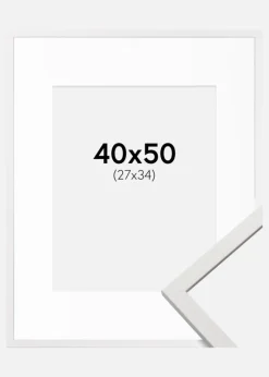 Ramme Edsbyn Hvid 40x50 cm - Passepartout Hvid 28x35 cm