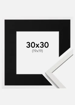 Ramme Edsbyn Hvid 30x30 cm - Passepartout Sort 20x20 cm