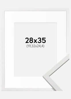 Ramme Edsbyn Hvid 28x35 cm - Passepartout Hvid 8x10 inches (20,32x25,4 cm)