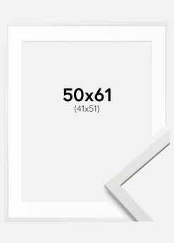 Ramme Edsbyn Hvid 50x61 cm - Passepartout Hvid 42x52 cm