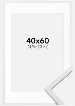 Ramme Edsbyn Hvid 40x60 cm - Passepartout Hvid 32,9x48,3 cm (A3+)