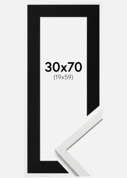 Ramme Edsbyn Hvid 30x70 cm - Passepartout Sort 20x60 cm