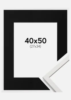 Ramme Edsbyn Hvid 40x50 cm - Passepartout Sort 28x35 cm