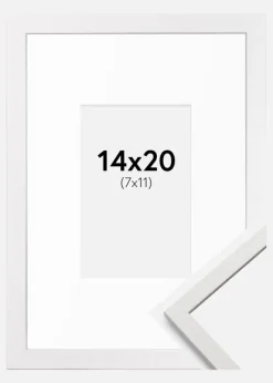 Ramme Edsbyn Hvid 14x20 cm - Passepartout Hvid 8x12 cm