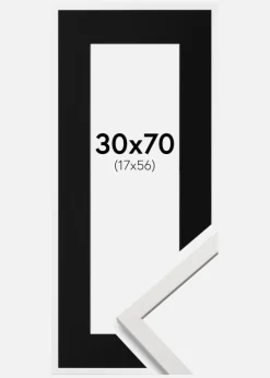 Ramme Edsbyn Hvid 30x70 cm - Passepartout Sort 18x57 cm
