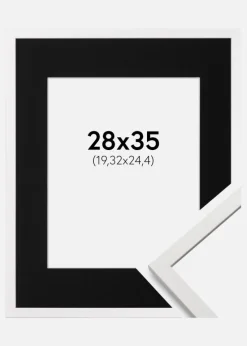 Ramme Edsbyn Hvid 28x35 cm - Passepartout Sort 8x10 inches (20,32x25,4 cm)