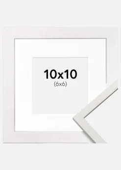 Ramme Edsbyn Hvid 10x10 cm - Passepartout Hvid 7x7 cm