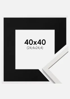 Ramme Edsbyn Hvid 40x40 cm - Passepartout Sort 10x10 inches (25,4x25,4 cm)