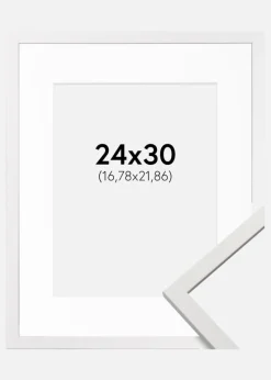 Ramme Edsbyn Hvid 24x30 cm - Passepartout Hvid 7x9 inches (17,78x22,86 cm)