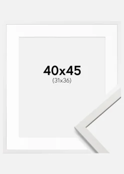 Ramme Edsbyn Hvid 40x45 cm - Passepartout Hvid 32x37 cm