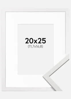 Ramme Edsbyn Hvid 20x25 cm - Passepartout Hvid 5x7 inches (12,7x17,8 cm)