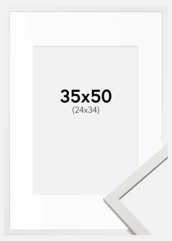 Ramme Edsbyn Hvid 35x50 cm - Passepartout Hvid 25x35 cm