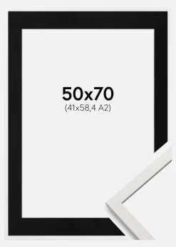 Ramme Edsbyn Hvid 50x70 cm - Passepartout Sort 42x59,4 cm (A2)