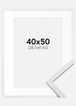 Ramme Edsbyn Hvid 40x50 cm - Passepartout Hvid 29,7x42 cm (A3)