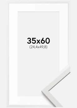 Ramme Edsbyn Hvid 35x60 cm - Passepartout Hvid 10x20 inches