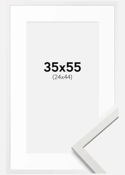 Ramme Edsbyn Hvid 35x55 cm - Passepartout Hvid 25x45 cm