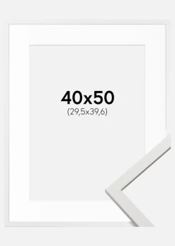 Ramme Edsbyn Hvid 40x50 cm - Passepartout Hvid 12x16 inches (30,48x40,64 cm)