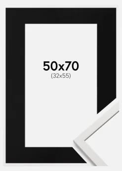 Ramme Edsbyn Hvid 50x70 cm - Passepartout Sort 33x56 cm