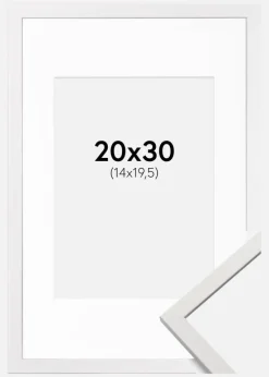 Ramme Edsbyn Hvid 20x30 cm - Passepartout Hvid 15x21 cm (A5)