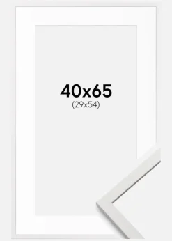 Ramme Edsbyn Hvid 40x65 cm - Passepartout Hvid 30x55 cm